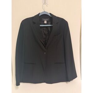 Jones New York Platinum Black Single Button Blazer Jacket Size 10